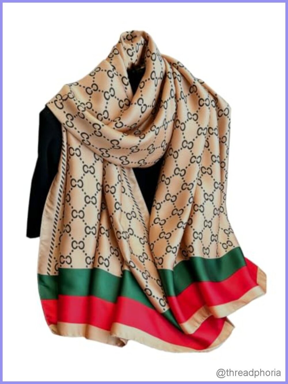 Silk Feel Geometric Scarf Long Shawl Wrap Vacation Accessory